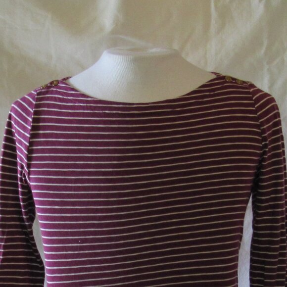 J. Crew Women's Maroon/White Stripe Painter Tee Size Large 100% Cotton EUC - Picture 1 of 9